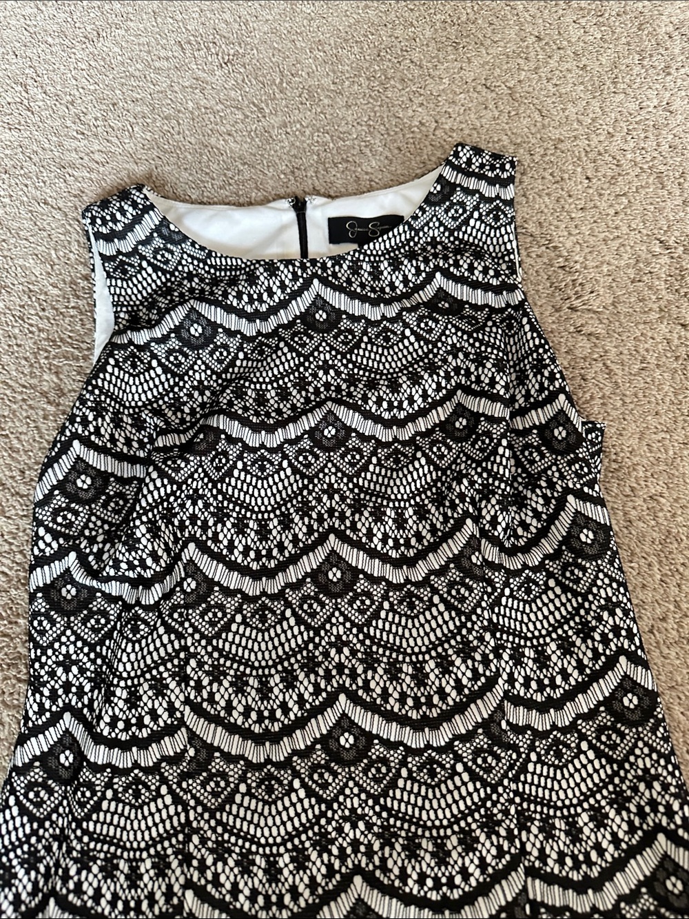 Jessica Simpson Black and White Lace-Pattern Midi Dress - Picture 3 of 6